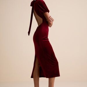Lulus Fabulous Intuition Burgundy Velvet Backless Column Midi Dress Red - Size S